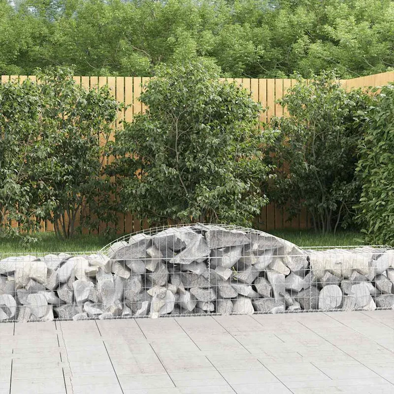 Cestas De Gaviones 30 Uds Forma De Arco Hierro 300x50x40/60 Cm