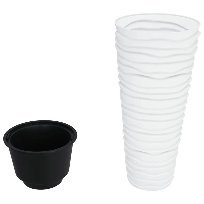 Macetero Interior Extraíble Pp Aspecto Estriado Blanco 18/45 L
