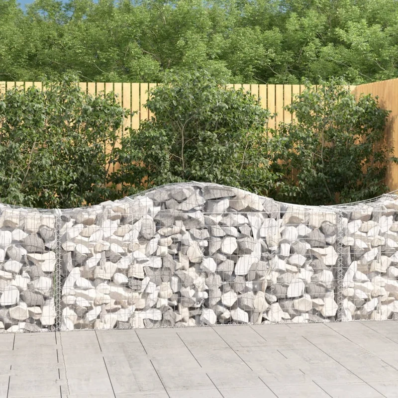Cestas De Gaviones 14 Uds Forma De Arco Hierro 200x50x80/100 Cm