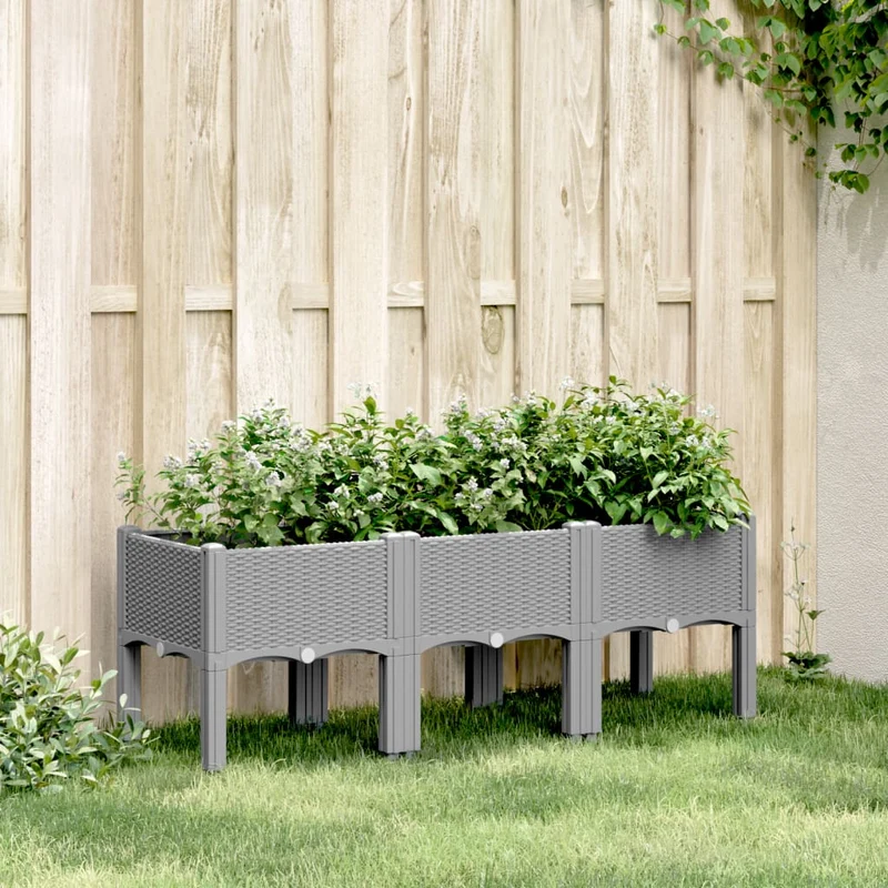 Jardinera Con Patas Pp Gris Claro 120x40x42 Cm
