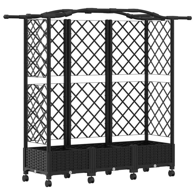 Cama Elevada Con Trellis Y Techo Negro 163 X 40 X 129 Cm Pp