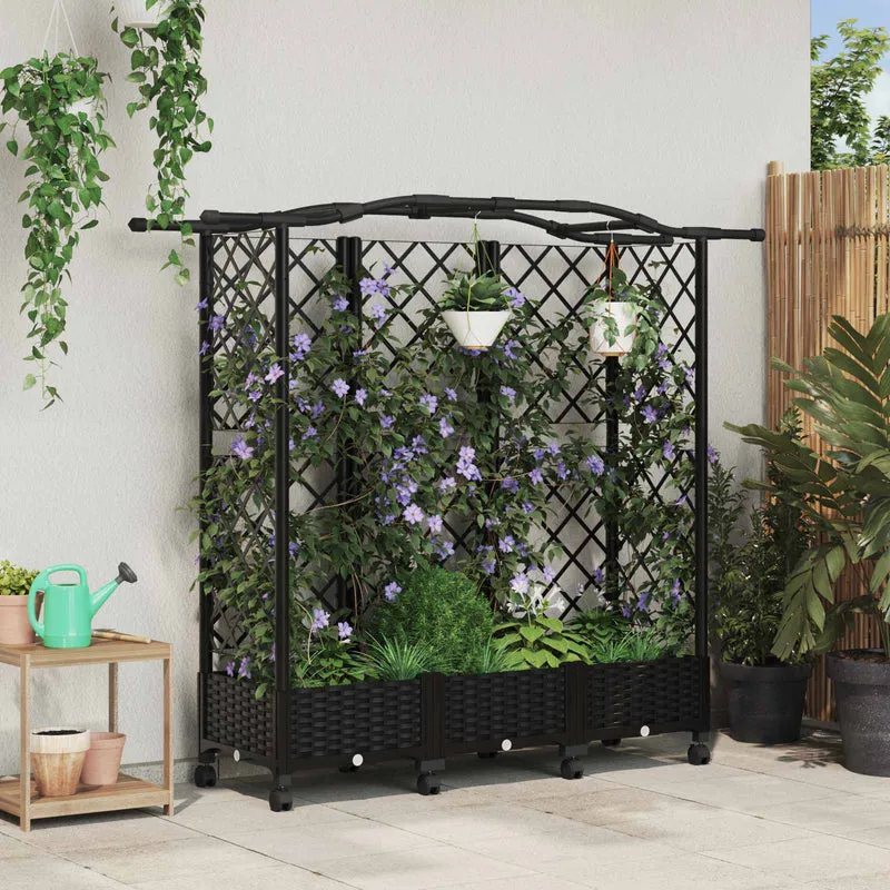 Cama Elevada Con Trellis Y Techo Negro 163 X 40 X 129 Cm Pp
