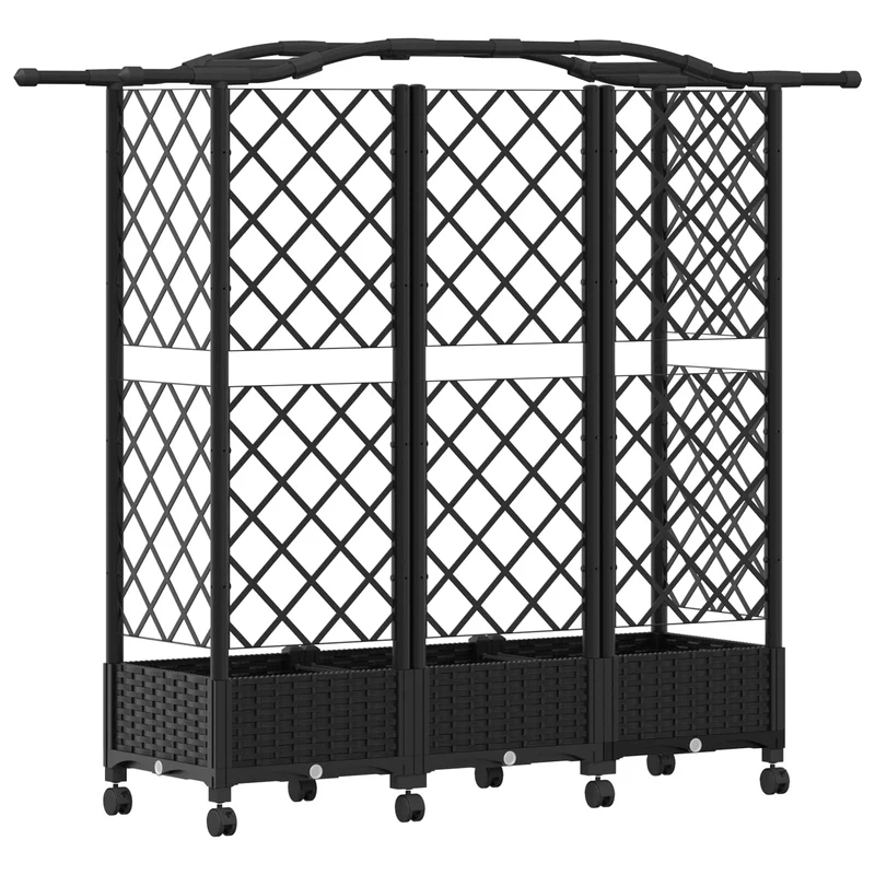 Cama Elevada Con Trellis Y Techo Negro 163 X 40 X 129 Cm Pp