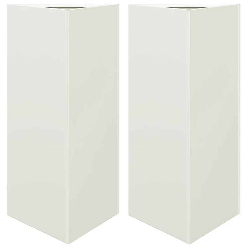 Jardineras Triangulares 2 Uds Acero Blanco 40x34,5x75 Cm