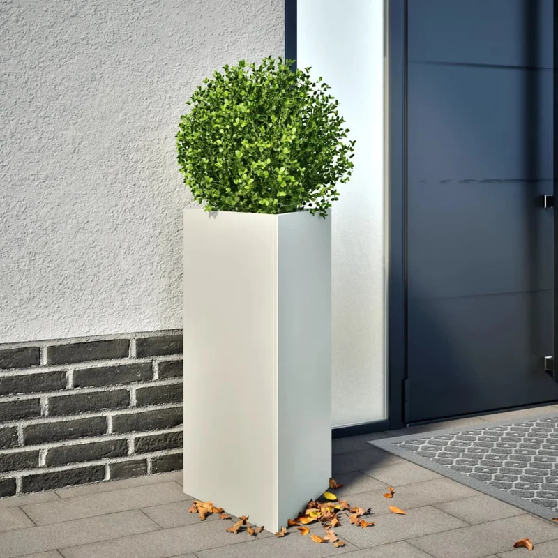 Jardineras Triangulares 2 Uds Acero Blanco 40x34,5x75 Cm