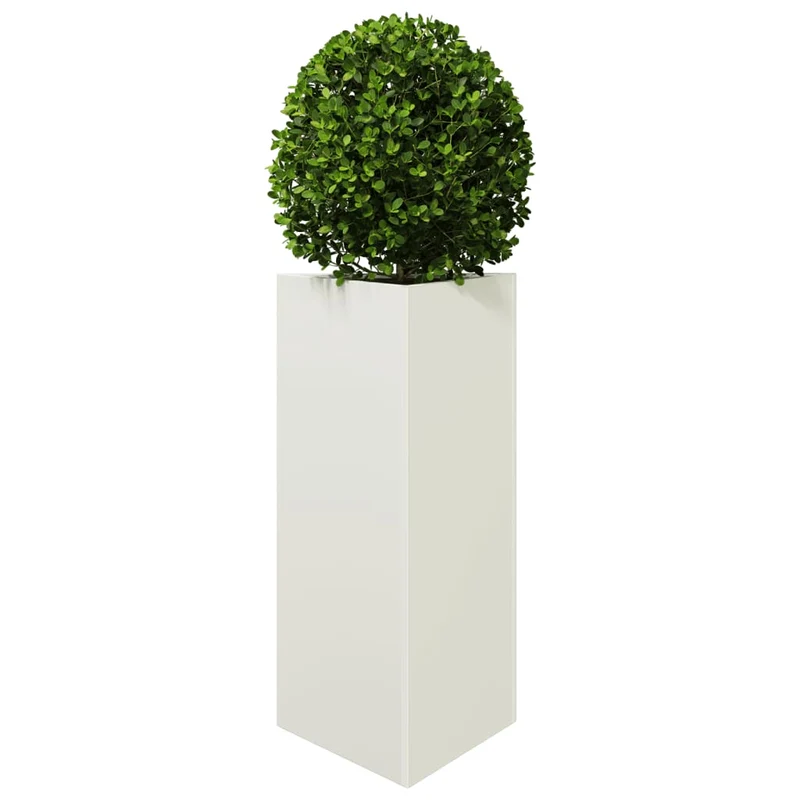 Jardineras Triangulares 2 Uds Acero Blanco 40x34,5x75 Cm