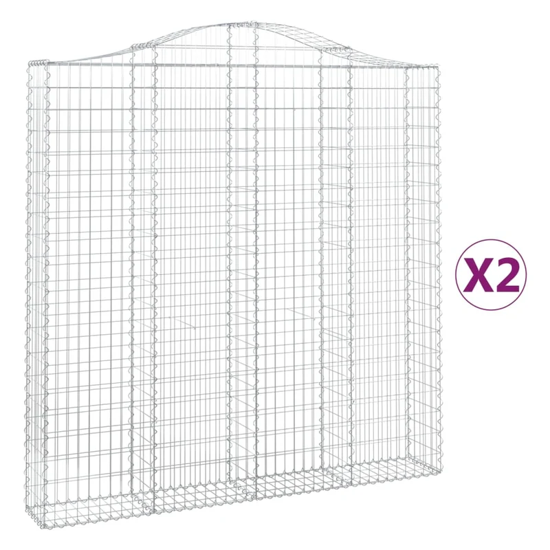 Cestas De Gaviones 2 Uds Forma De Arco Hierro 200x30x200/220 Cm