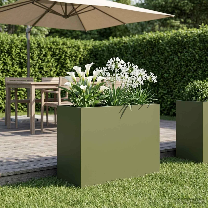 Macetero De Jardín Verde Oliva 60 X 30 X 40 Cm