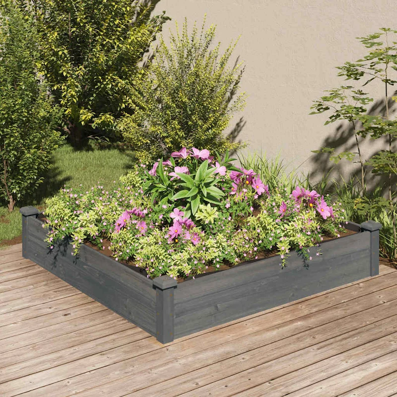 Jardinera Arriate Forro Madera Maciza Abeto Marrón 120x120x25cm