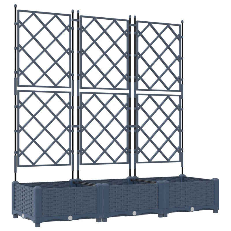 Macetero De Jardín 3 Uds. Gris 120 X 40 X 125,5 Cm Pp