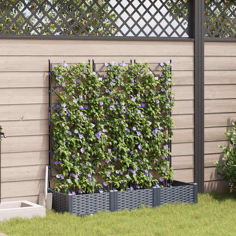 Macetero De Jardín 3 Uds. Gris 120 X 40 X 125,5 Cm Pp