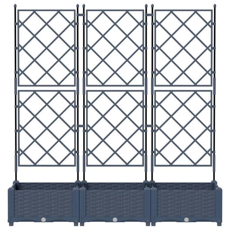 Macetero De Jardín 3 Uds. Gris 120 X 40 X 125,5 Cm Pp