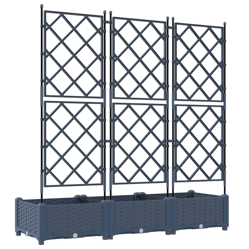 Macetero De Jardín 3 Uds. Gris 120 X 40 X 125,5 Cm Pp