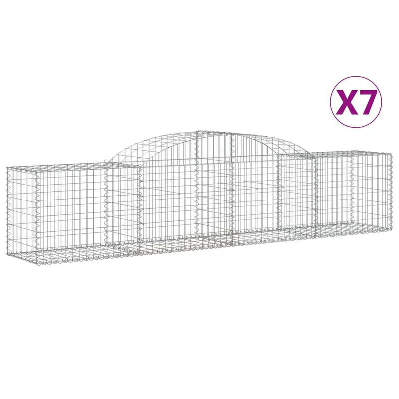 Cestas De Gaviones 7 Uds Forma De Arco Hierro 300x50x60/80 Cm