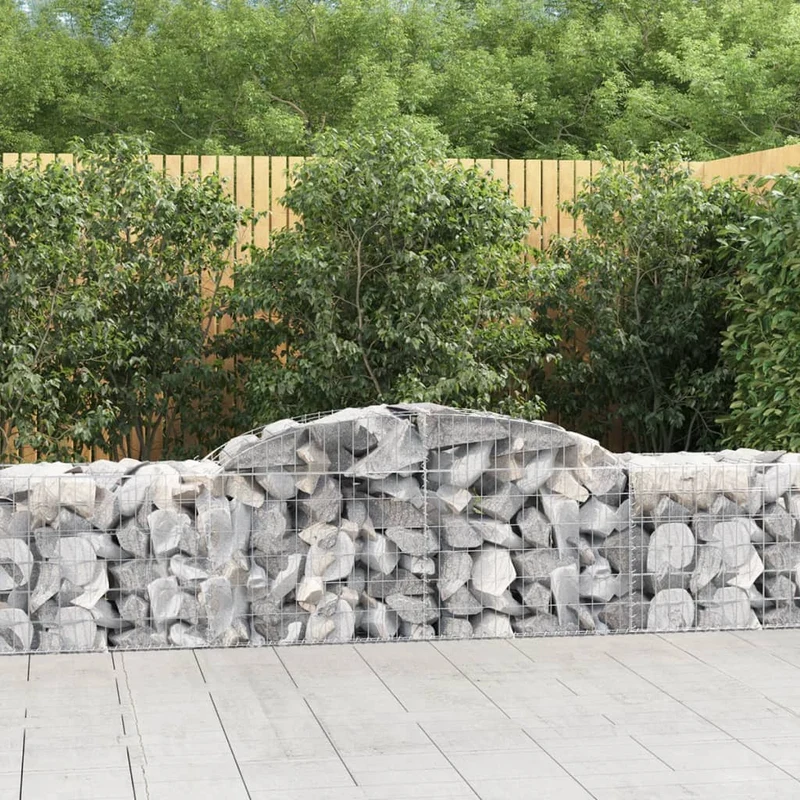Cestas De Gaviones 7 Uds Forma De Arco Hierro 300x50x60/80 Cm