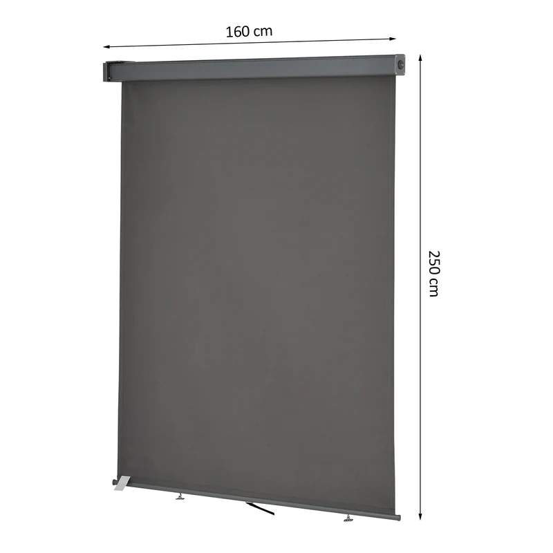 Toldo para Balcón Doble Posición Colocación en Techo o Pared Función Vertical y Horizontal con Tirador para Sombra y Privacidad 160x250 cm Gris