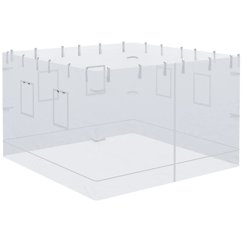 Outsunny 4 Paredes Laterales para Carpa 300x195 cm Mosquitera para Cenador con 6 Ventanas Enrollable Puerta con Cremallera y Bolsa de Transporte Adecuado para Carpa de 3x3 m Blanco