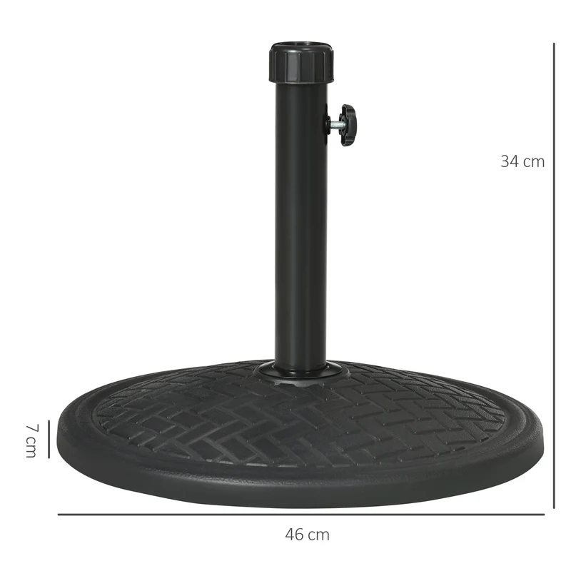 Outsunny Base de Sombrilla de Hormigón Soporte para Parasol de 14 kg Pie de Parasol para Mástil de Ø32-38 mm para Jardín Terraza Patio Ø46x34 cm Negro