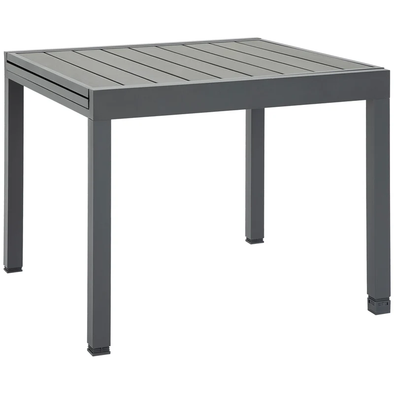 Outsunny Mesa de Jardín Extensible de Aluminio Mesa de Comedor para Exterior para 4-6 Personas Carga Max. 70 kg para Patio Terraza Balcón 90-180x90x73 cm Gris