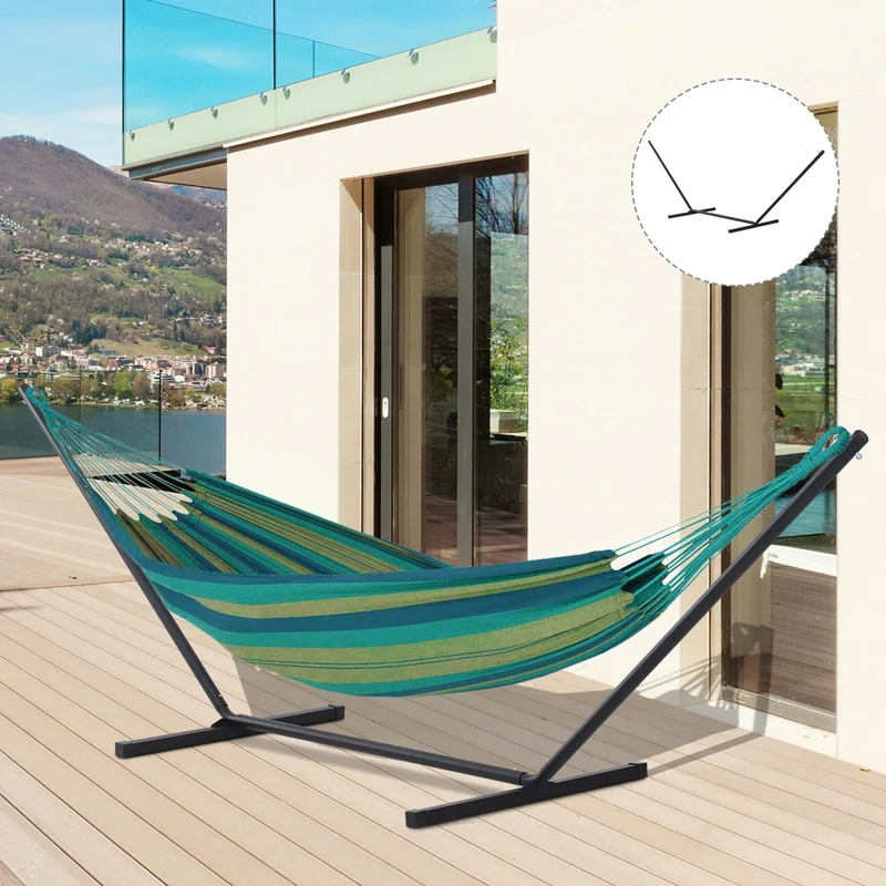 Outsunny Soporte para Hamaca de Metal Estructura para Hamaca Carga 120 kg para Jardín Terraza Patio 360x92x112 cm Negro