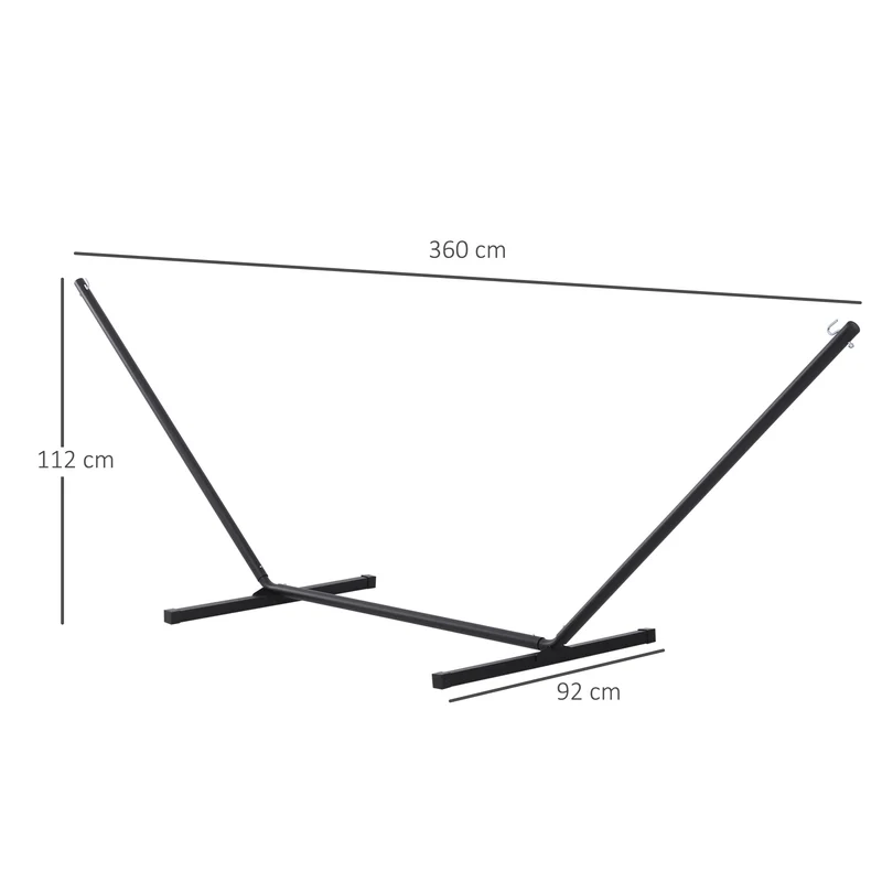 Outsunny Soporte para Hamaca de Metal Estructura para Hamaca Carga 120 kg para Jardín Terraza Patio 360x92x112 cm Negro