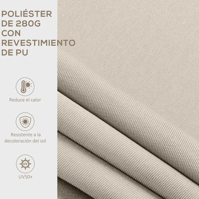 Outsunny Toldo Manual Retráctil 200x250 cm Toldo para Balcón con Manivela de Metal Impermeable y Anti-UV Toldo Enrollable de Exterior para Jardín Terraza Ventanas Crema