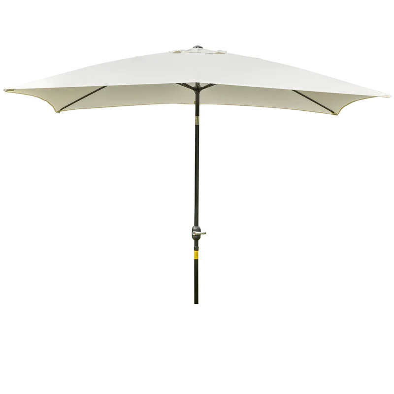 Outsunny Sombrilla de Aluminio 200x300x240 cm Parasol Rectangular de Jardín Inclinable con Manivela y Poste Desmontable para Terraza Piscina Patio Exterior Crema