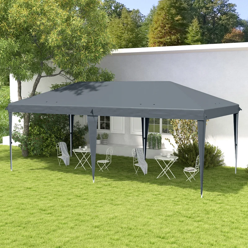 Outsunny Carpa Plegable Gazebo 6x3 m Cenador Plegable con Altura Ajustable en 3 Niveles Toldo Anti-UV y Bolsa de Transporte para Camping Fiestas Gris Claro