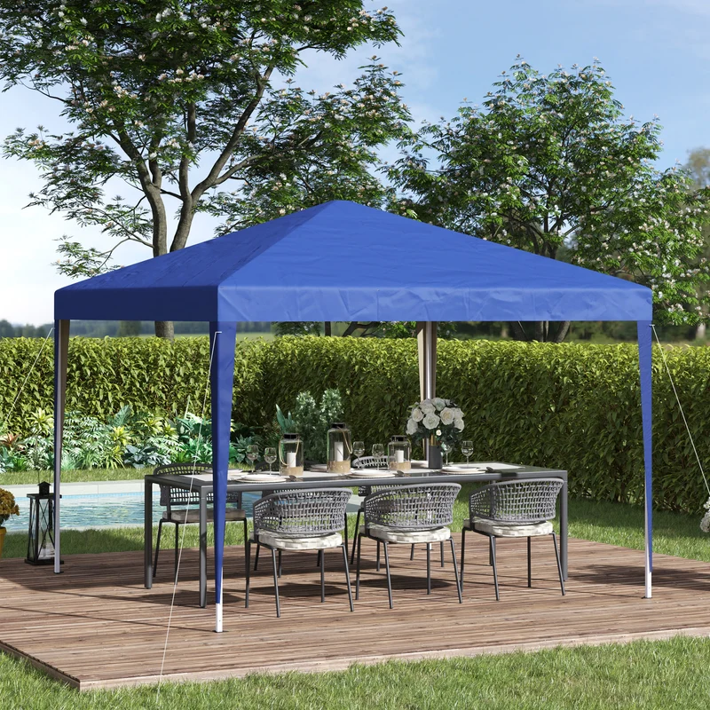 Outsunny Carpa Plegable Gazebo 3x3 m Cenador Plegable con Altura Ajustable en 3 Niveles Toldo Anti-UV y Bolsa de Transporte para Camping Fiestas Azul
