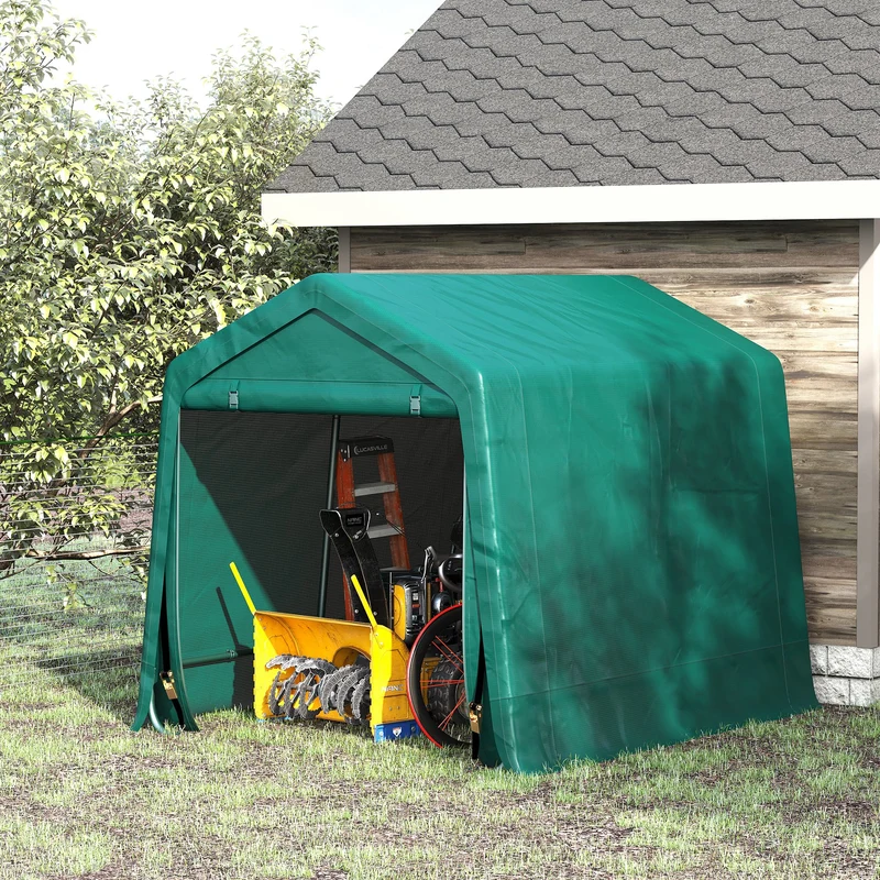 Outsunny Carpa de Jardín Exterior para Herramientas Bicicletas 2,4x2x2 m Cobertizo Exterior con 2 Puertas con Cremallera Impermeable Anti-UV Carpa para Jardín Verde