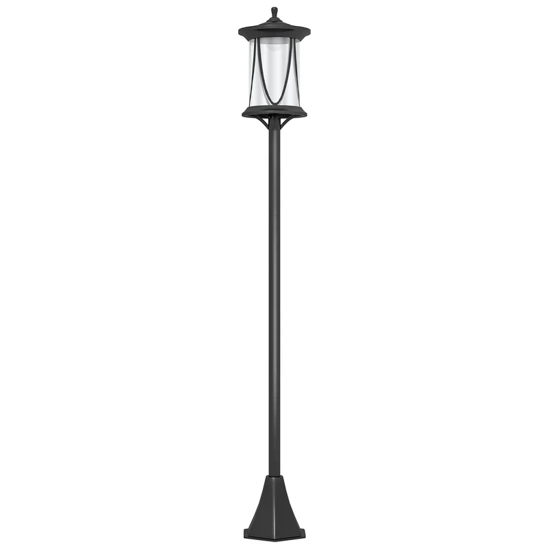 Outsunny Farola Solar Luz Solar de Exterior con Panel Solar Encendido y Apagado Automático IP44 para Terraza Patio 17x17x127 cm Negro