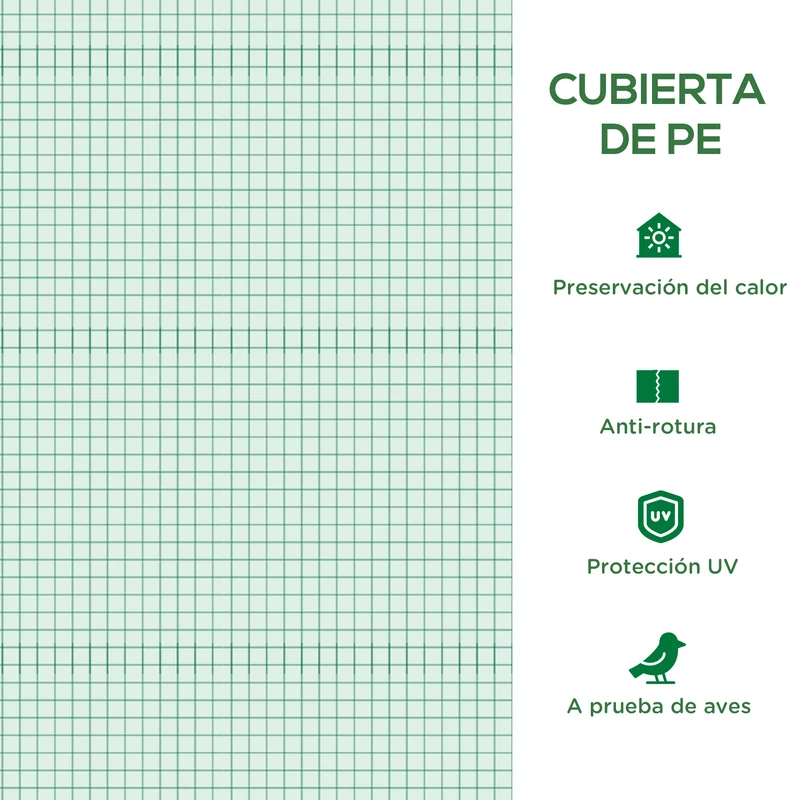 Outsunny Conjunto de Invernadero de Túnel y Cubierta de Repuesto con 4 Ventanas y Puerta Anti-UV para Cultivos Plantas Flores en Jardín Terraza 2,5x2x2 m Verde
