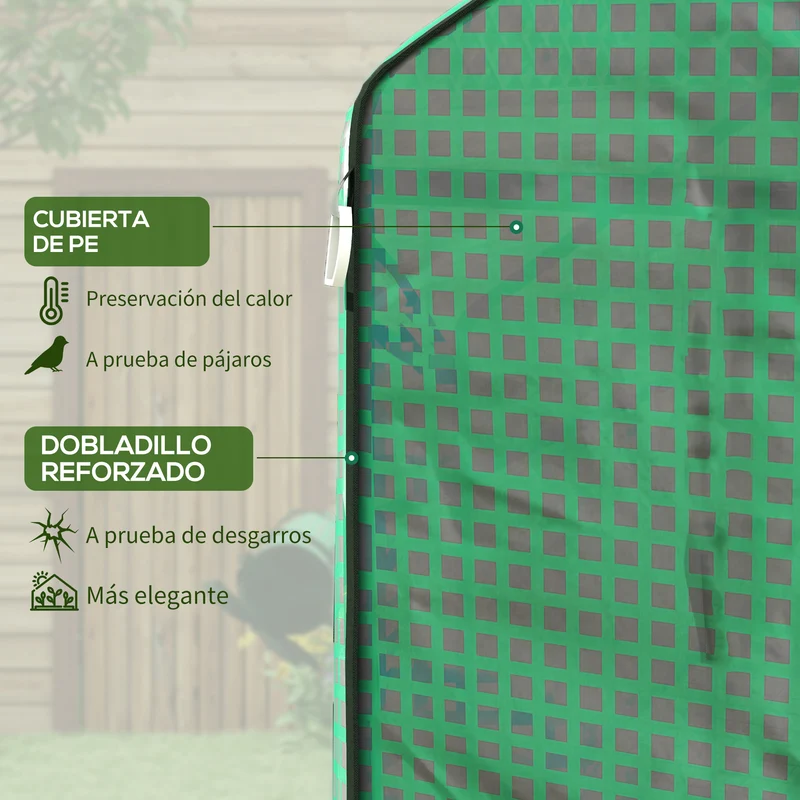 Outsunny Cubierta de Invernadero 140x143x190 cm Cubierta de Repuesto de Invernadero con Ventana Puerta con Cremallera Anti-UV Protección de Plantas para Jardín Verde