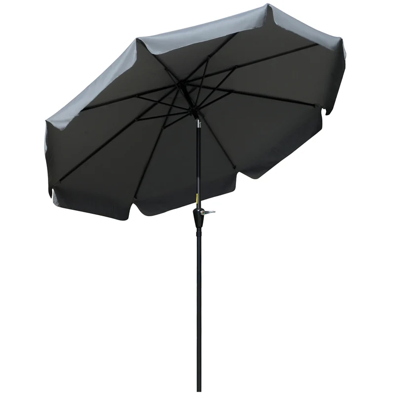 Outsunny Sombrilla Terraza Exterior Ø266 cm Sombrilla de Jardín Inclinable con Protección UV50+ Poste de Aluminio y Manivela Parasol para Patio Terraza Gris Oscuro