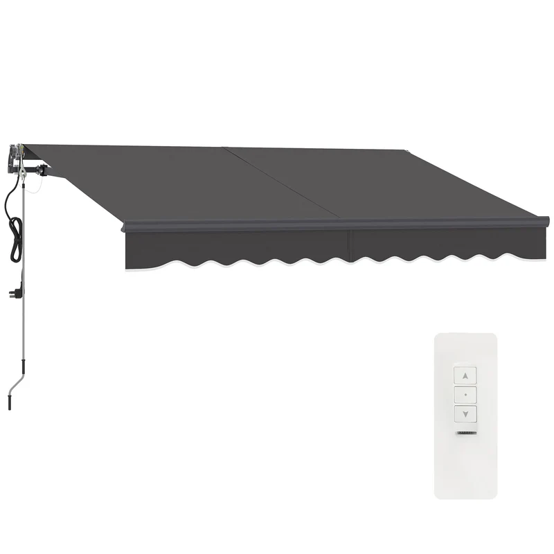Outsunny Toldo Eléctrico Retráctil y Manual con Mando a Distancia 3x2,5 m Toldo de Exterior Terraza Enrollable con Manivela Marco de Aluminio y Protección UV30+ para Jardín Puerta Ventana Gris