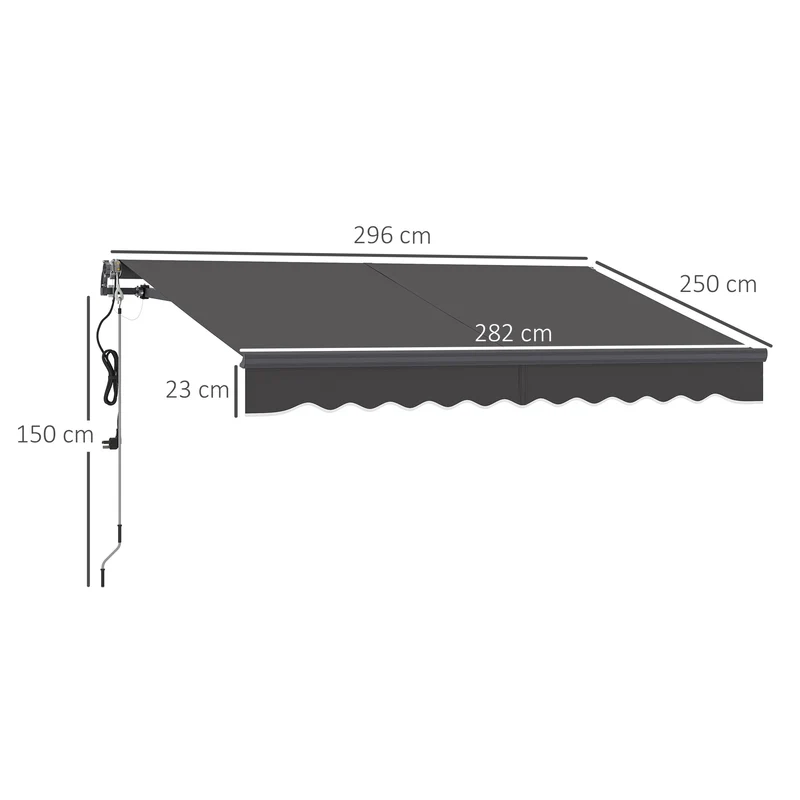 Outsunny Toldo Eléctrico Retráctil y Manual con Mando a Distancia 3x2,5 m Toldo de Exterior Terraza Enrollable con Manivela Marco de Aluminio y Protección UV30+ para Jardín Puerta Ventana Gris