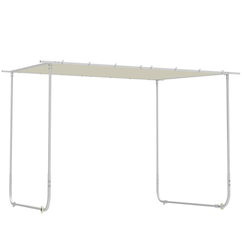 Outsunny Pérgola 3x3 m Cenador de Jardín con Ruedas Protección UV 30+ Impermeable Sacos de Arena y Marco de Acero para Patio Terraza Balcón Crema