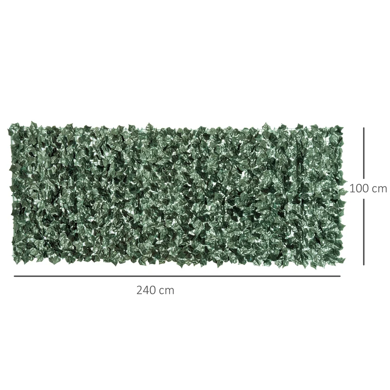Outsunny Seto Artificial Ocultación Jardín en Rollo 2,4x1 m Pantalla de Valla de Privacidad de Hiedra Artificial para Terraza Balcón Exterior Decoración de Hojas Verde