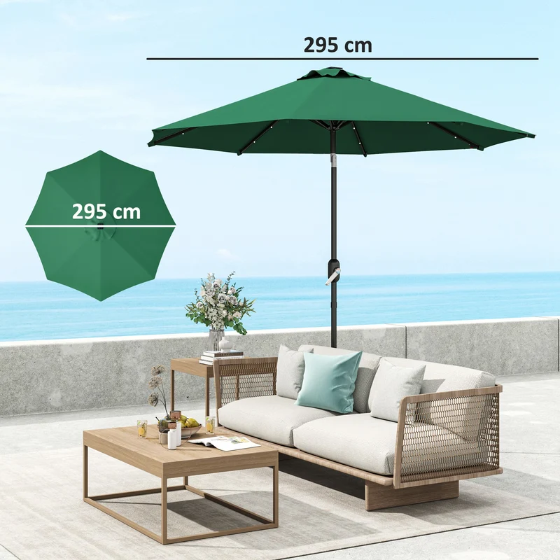 Outsunny Toldo de Recambio de Sombrilla de 3 m Toldo de Repuesto para Sombrilla de Patio con Ventilación Superior Protección UV 50+ Cubierta de Repuesto para Parasol de Poliéster para Exteriores Verde