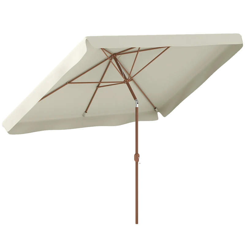Outsunny Sombrilla de Terraza Exterior 300x200 cm Parasol de Terraza Exterior con Ángulo Ajustable Mástil de Aluminio Manivela y Protección UV 50+ Sombrilla para Jardín Patio Beige