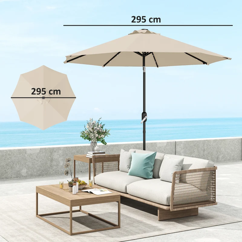 Outsunny Toldo de Recambio de Sombrilla de 3 m Toldo de Repuesto para Sombrilla de Patio con Ventilación Superior Protección UV 50+ Cubierta de Repuesto para Parasol de Poliéster para Exteriores Caqui