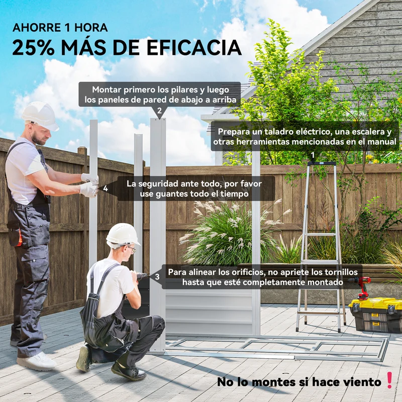 Outsunny Caseta de Jardín Exterior 2,36m² 213x120x194 cm Cobertizo de Jardín Exterior con Base Refuerzo (Suelo NO Incluido) Puertas Correderas Dobles Candado Ventanas Gris Oscuro