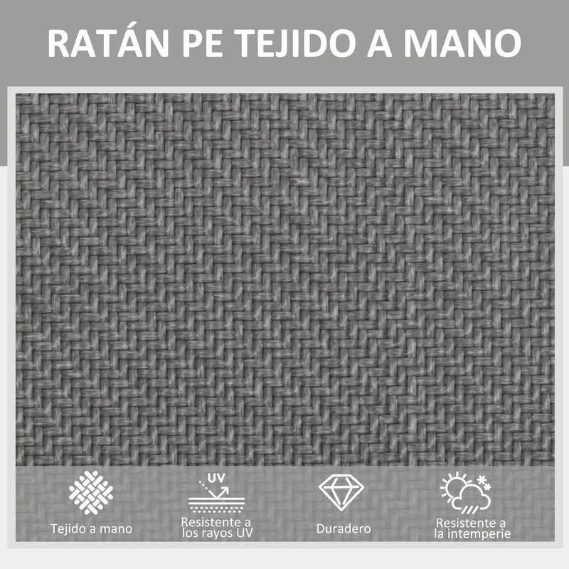 Outsunny Tumbona de Ratán Sintético Plegable Tumbona para Jardín con Respaldo Ajustable en 5 Posiciones y Marco de Acero Carga 150 kg para Patio Terraza Gris Oscuro