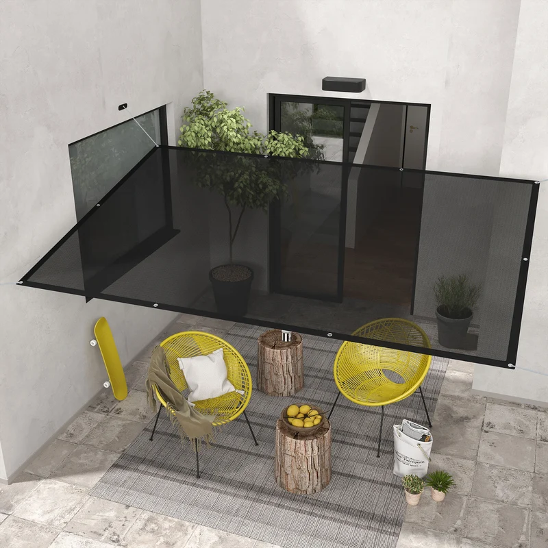 Outsunny Toldo Vela de Sombra Rectangular 3x2 m Toldo de Jardín Protección Solar 65% Transpirable y Anticongelante para Patio Terraza Balcón Negro