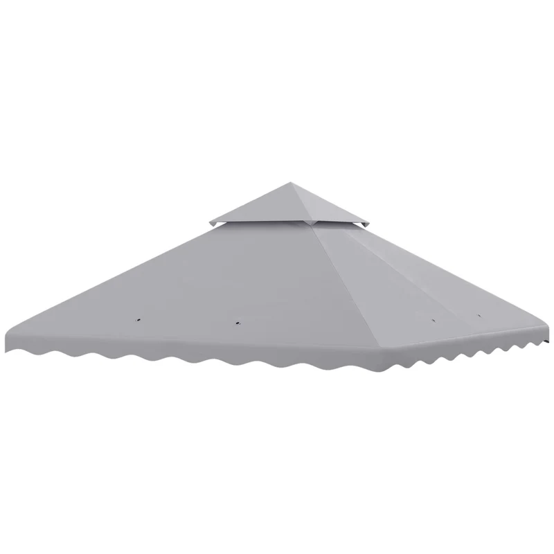 Outsunny Techo de Repuesto para Cenador 3x3 m Cubierta de Repuesto con Techo Doble y 10 Orificios de Drenaje Tela Poliéster para Carpa Pabellón Gazebo Gris Claro