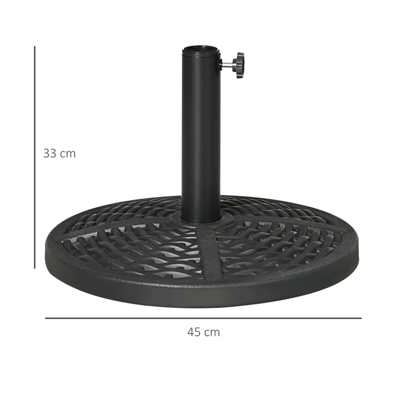 Outsunny Base de Sombrilla Redonda Soporte para Parasol con Relleno de Cemento Peso 9,5 kg para Poste de Parasol de Ø38/48 mm Negro