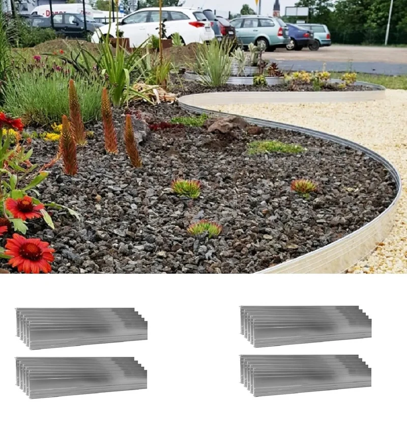 Borduras De Aluminio Flexibles 10-14 Cm Para Jardín, Fáciles De Montar Y Resistentes A La Intemperie