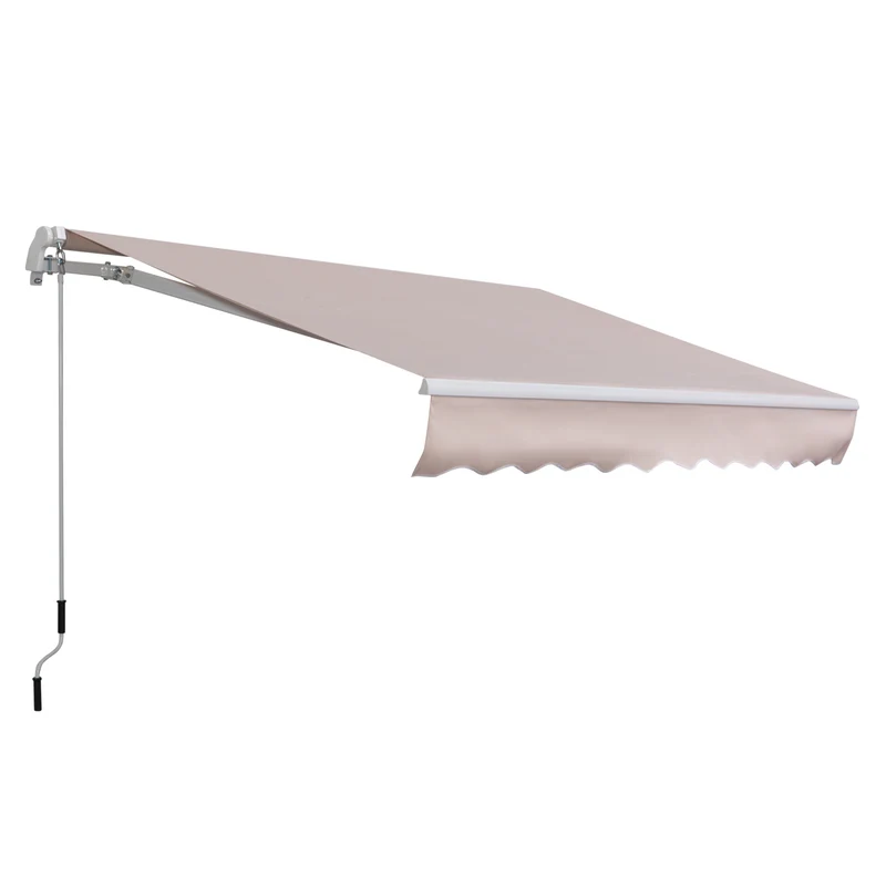 Outsunny Toldo Manual con Manivela 3x2m Toldo con Brazo Plegable Retráctil Ángulo Ajustable de Aluminio Protección Solar para Puerta Ventanas Balcón Beige