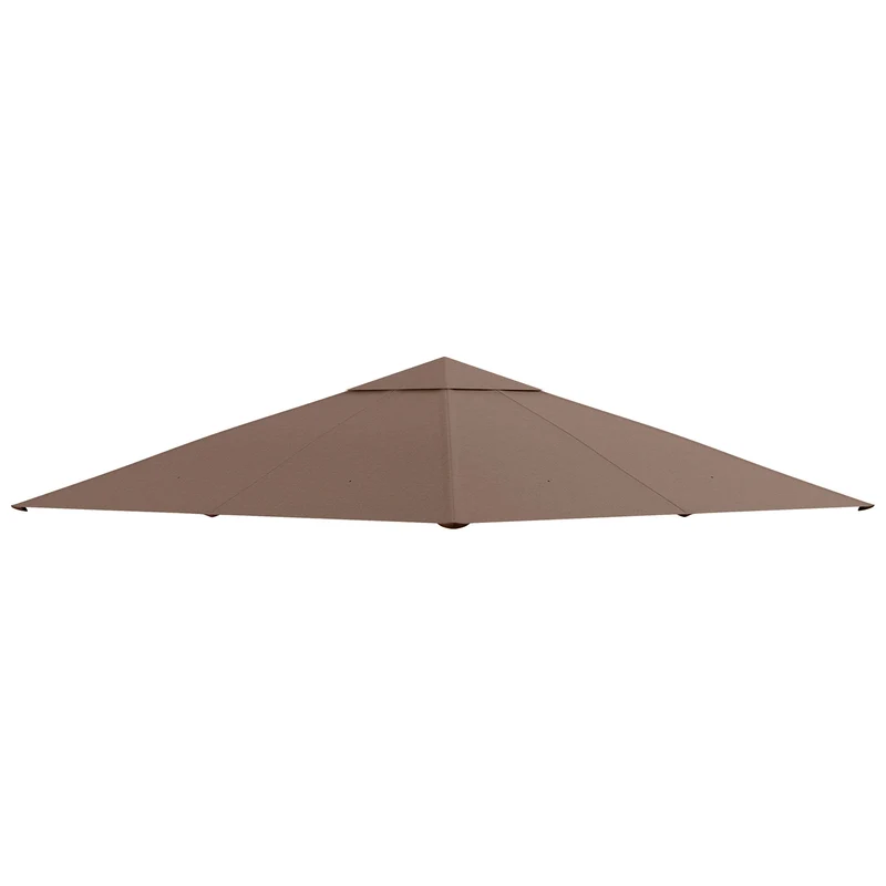 Outsunny Techo de Repuesto 300x300 cm para Cenador de Jardín Cubierta de Repuesto de Gazebo Pabellón Exterior con 8 Orificios de Drenaje y Ventilación Café