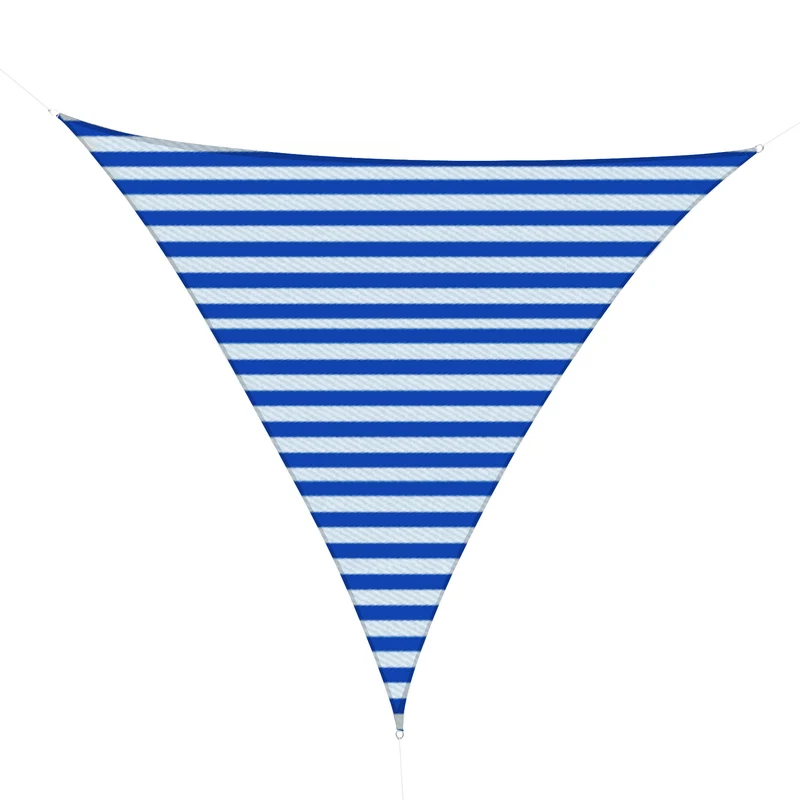 Outsunny Toldo Vela de Sombra Triangular 5x5x5 m HDPE Transpirable de Protección UV con Anillos y Cuerdas para Patio Jardín Piscina Terraza Cochera Azul y Blanco